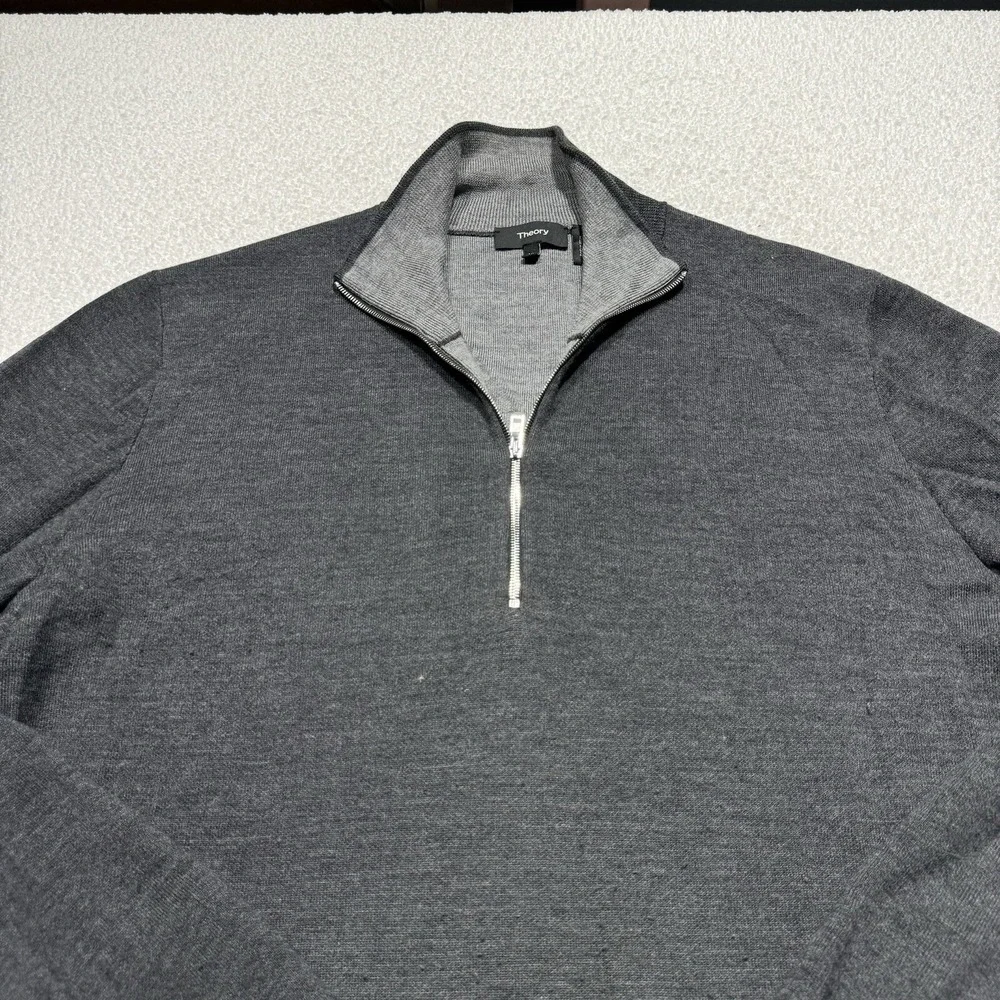Theory Mens Sweater Wool Blend Mock Neck Quarter Zip Pullover Knit Jacket Sz XL
